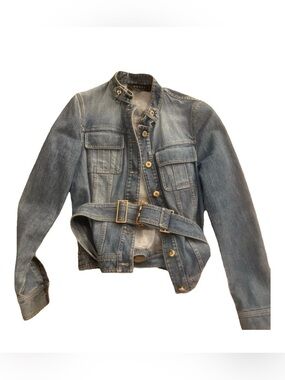 Gucci Light Blue Denim Belted Jean Jacket